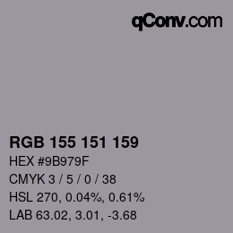 カラーコード: RGB 155 151 159 | qconv.com