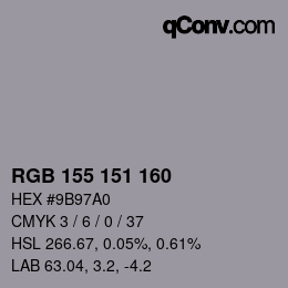 カラーコード: RGB 155 151 160 | qconv.com