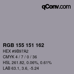 颜色代码: RGB 155 151 162 | qconv.com