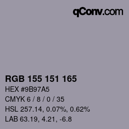 カラーコード: RGB 155 151 165 | qconv.com