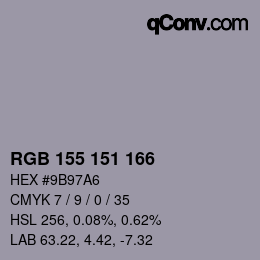 カラーコード: RGB 155 151 166 | qconv.com