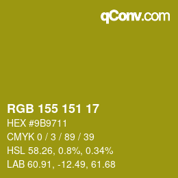 Color code: RGB 155 151 17 | qconv.com