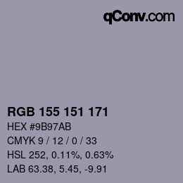 颜色代码: RGB 155 151 171 | qconv.com