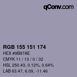 Farbcode: RGB 155 151 174 | qconv.com