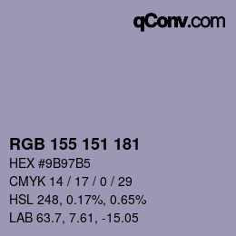 カラーコード: RGB 155 151 181 | qconv.com
