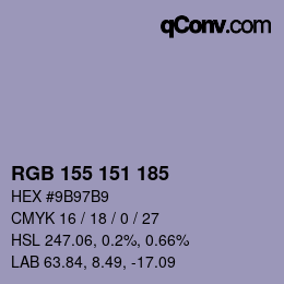 Color code: RGB 155 151 185 | qconv.com