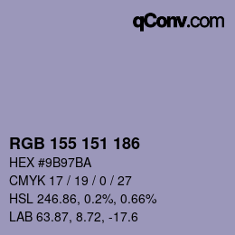 Color code: RGB 155 151 186 | qconv.com