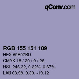 カラーコード: RGB 155 151 189 | qconv.com