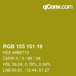 颜色代码: RGB 155 151 19 | qconv.com