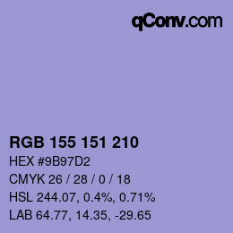 カラーコード: RGB 155 151 210 | qconv.com