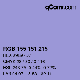 Color code: RGB 155 151 215 | qconv.com