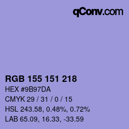 カラーコード: RGB 155 151 218 | qconv.com
