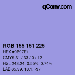 Color code: RGB 155 151 225 | qconv.com