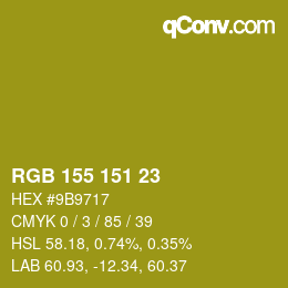 カラーコード: RGB 155 151 23 | qconv.com