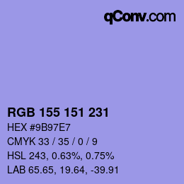 Color code: RGB 155 151 231 | qconv.com