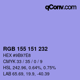 Color code: RGB 155 151 232 | qconv.com
