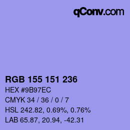 Color code: RGB 155 151 236 | qconv.com