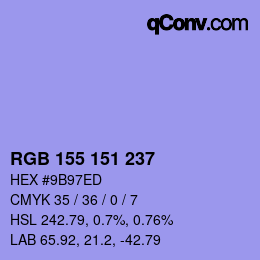 颜色代码: RGB 155 151 237 | qconv.com