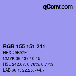 Color code: RGB 155 151 241 | qconv.com