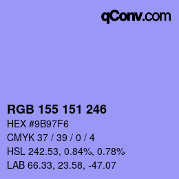 Color code: RGB 155 151 246 | qconv.com