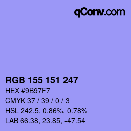 カラーコード: RGB 155 151 247 | qconv.com