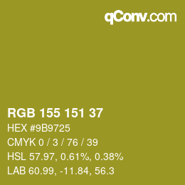 Color code: RGB 155 151 37 | qconv.com