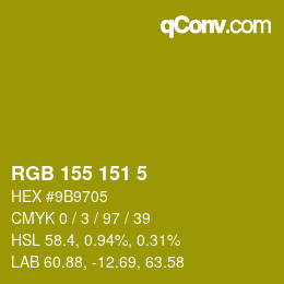 Color code: RGB 155 151 5 | qconv.com