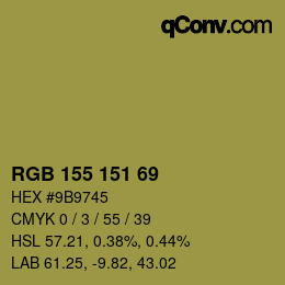 カラーコード: RGB 155 151 69 | qconv.com