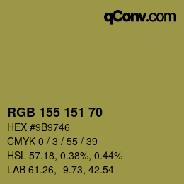 Color code: RGB 155 151 70 | qconv.com