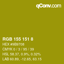 カラーコード: RGB 155 151 8 | qconv.com