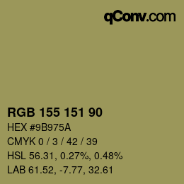 カラーコード: RGB 155 151 90 | qconv.com