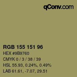 カラーコード: RGB 155 151 96 | qconv.com
