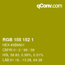 Color code: RGB 155 152 1 | qconv.com