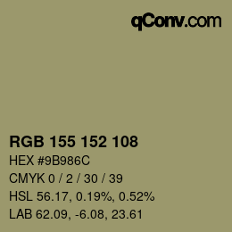 カラーコード: RGB 155 152 108 | qconv.com