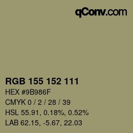 カラーコード: RGB 155 152 111 | qconv.com
