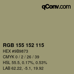 Color code: RGB 155 152 115 | qconv.com