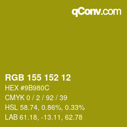 カラーコード: RGB 155 152 12 | qconv.com