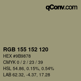 カラーコード: RGB 155 152 120 | qconv.com