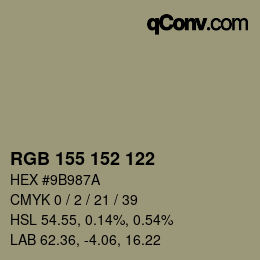 Color code: RGB 155 152 122 | qconv.com
