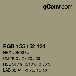 Color code: RGB 155 152 124 | qconv.com