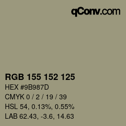 颜色代码: RGB 155 152 125 | qconv.com