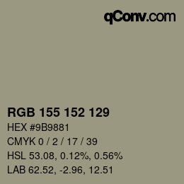 カラーコード: RGB 155 152 129 | qconv.com