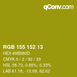 颜色代码: RGB 155 152 13 | qconv.com