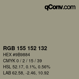 カラーコード: RGB 155 152 132 | qconv.com