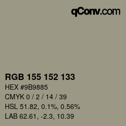 カラーコード: RGB 155 152 133 | qconv.com