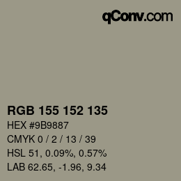 Color code: RGB 155 152 135 | qconv.com