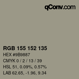 カラーコード: RGB 155 152 135 | qconv.com