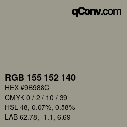 Color code: RGB 155 152 140 | qconv.com