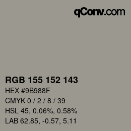 カラーコード: RGB 155 152 143 | qconv.com