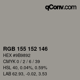 Color code: RGB 155 152 146 | qconv.com